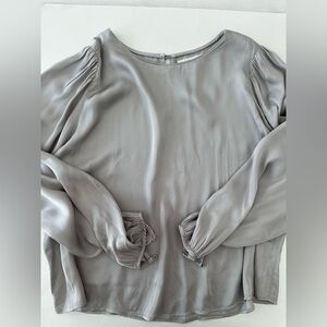 Velvet By Graham & Spencer Long Sleeve Silver Blouse, Women’s L, Made In USA